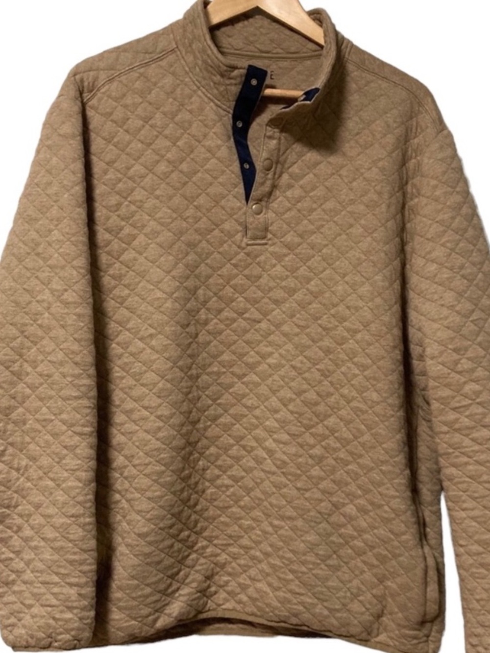 RHONE gramercy Quilted Pullover Snap Henley - Tan